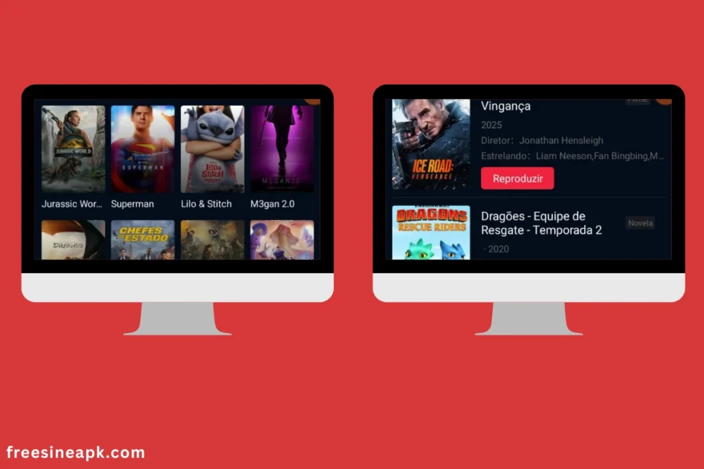 Freecine PC 4 FreeCine desktop app showing movies and playback screen.